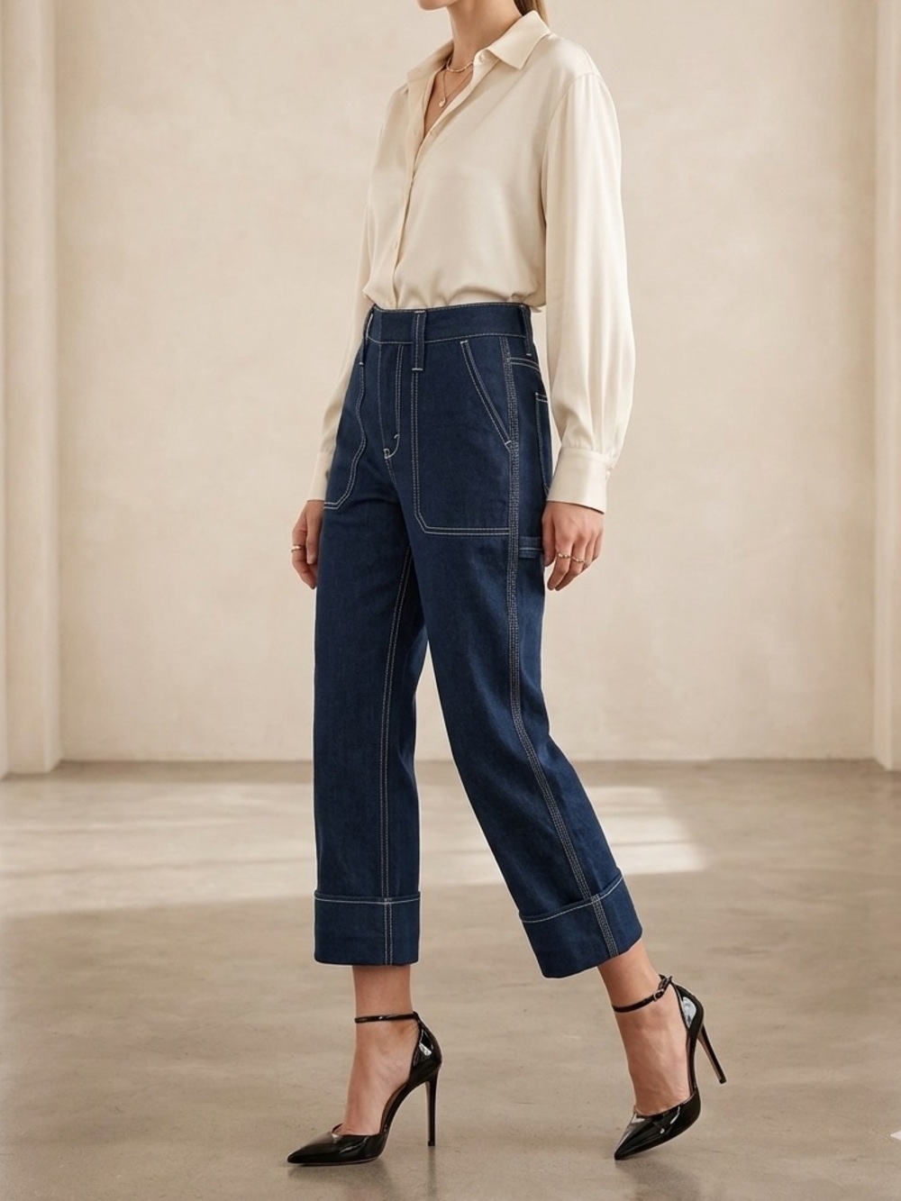 CHLOE Wide-Leg Jeans in Dark Indigo